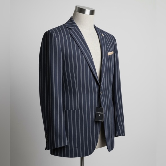 Cremeiux Linen-Blend Striped Blazer Peacoat Blue,size 38/L, Northwest NWT - Picture 2 of 16